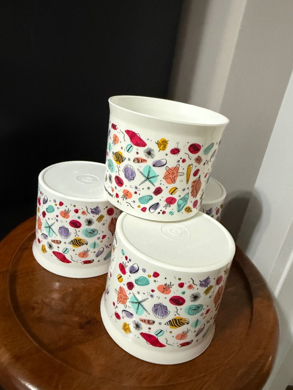 NEW Tupperware Set of 4 Utopic Shore  Seashell Canisters Containers Beach